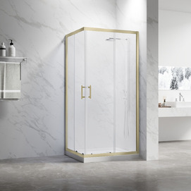 Душевой уголок Veconi Vianno 80x80 RV27G-8080-01-C8 стекло прозрачное, профиль золото брашированное, без поддона