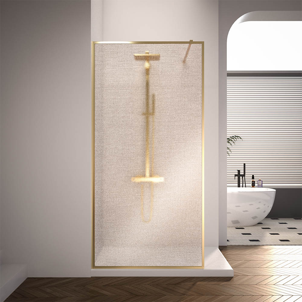 Душевая перегородка Veconi Korato Walk In 90х200 KR81GL-90-10-C4 стекло ламинированное золото профиль брашированное золото 35082₽