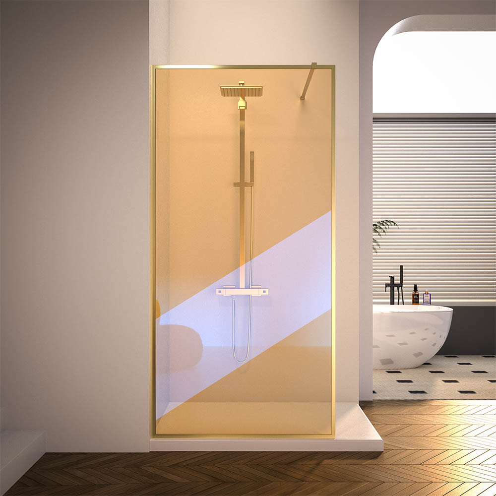 Душевая перегородка Veconi Korato Walk In 90х200 KR81GС-90-09-C4 стекло хамелеон профиль брашированное золото 47521₽