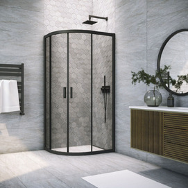 Душевой уголок Vegas-Glass 100x80  ZS-F NOVO h2000 100*80 02М 07 профиль черный матовый, стекло графит