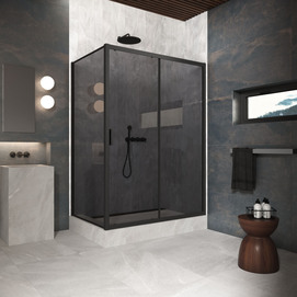 Душевой уголок Vegas-Glass 110x90 ZP+ZPV Protec h1900 110*90 02М 07 профиль черный матовый, стекло графит