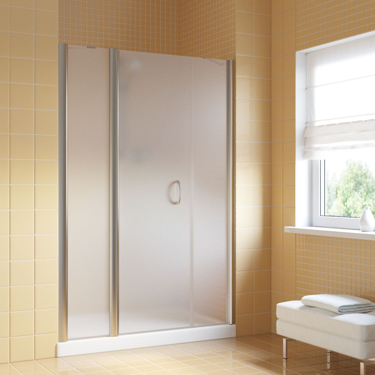 Душевая дверь в нишу Vegas-Glass 135 см EP-2F LUX 135 08 10 профиль глянцевый хром, стекло сатин