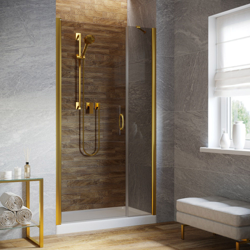 Душевая дверь в нишу Vegas-Glass 135 см EP-F-2 LUX 135 09 07 профиль золото глянцевое, стекло графит