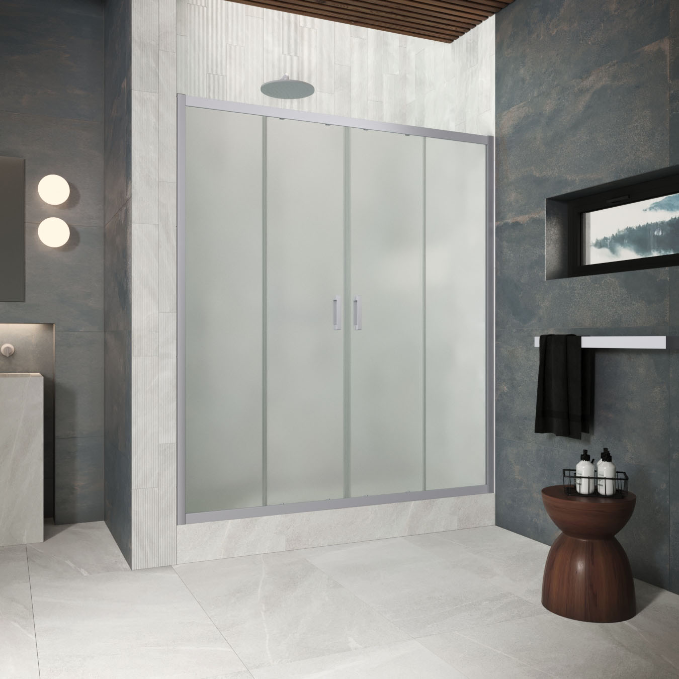 Душевая дверь в нишу Vegas-Glass 180 см Z2P Protec h1900 180 07 10 профиль матовый хром, стекло сатин