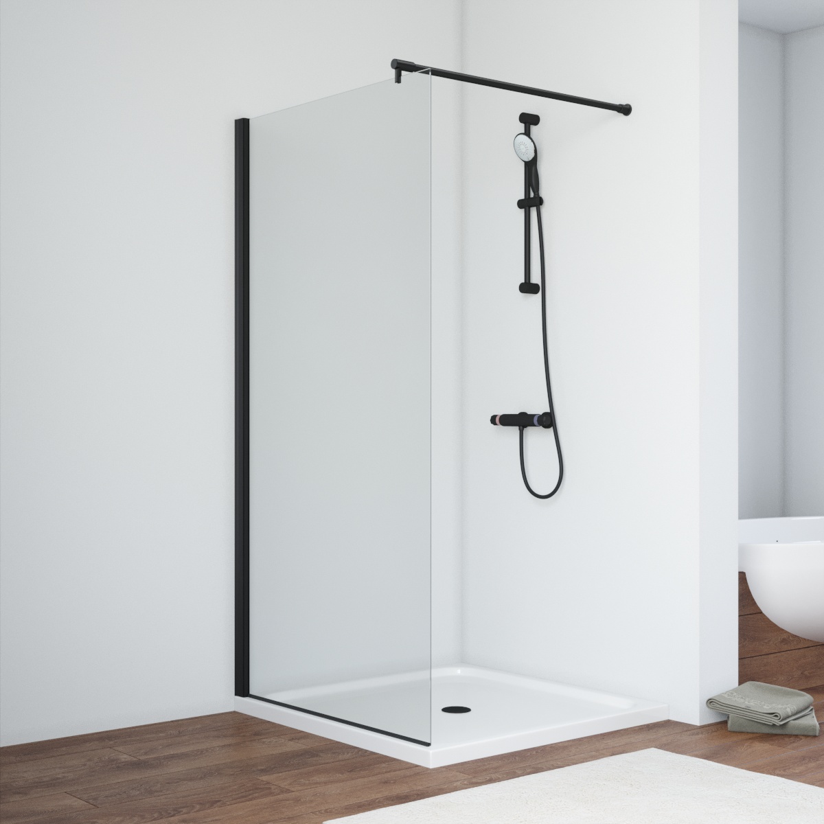 Душевая перегородка Vegas-Glass 76x200 EAF NOVO h2000 76 02М crystalvision профиль черный матовый стекло crystalvision 33155₽