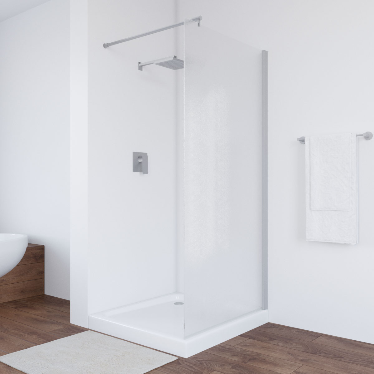 Душевая перегородка Vegas-Glass 76x200 EAF NOVO h2000 76 07 02 профиль матовый хром стекло шиншилла 33155₽