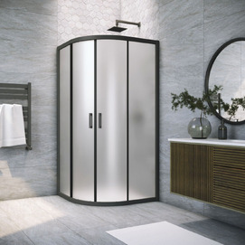 Душевой уголок Vegas-Glass 80x80  ZS NOVO h2000 80 02М 10 профиль черный матовый, стекло сатин