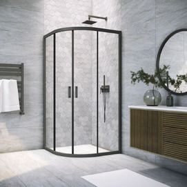 Душевой уголок Vegas-Glass 80x80  ZS NOVO h2000 80 02М crystalvision профиль черный матовый, стекло crystalvision