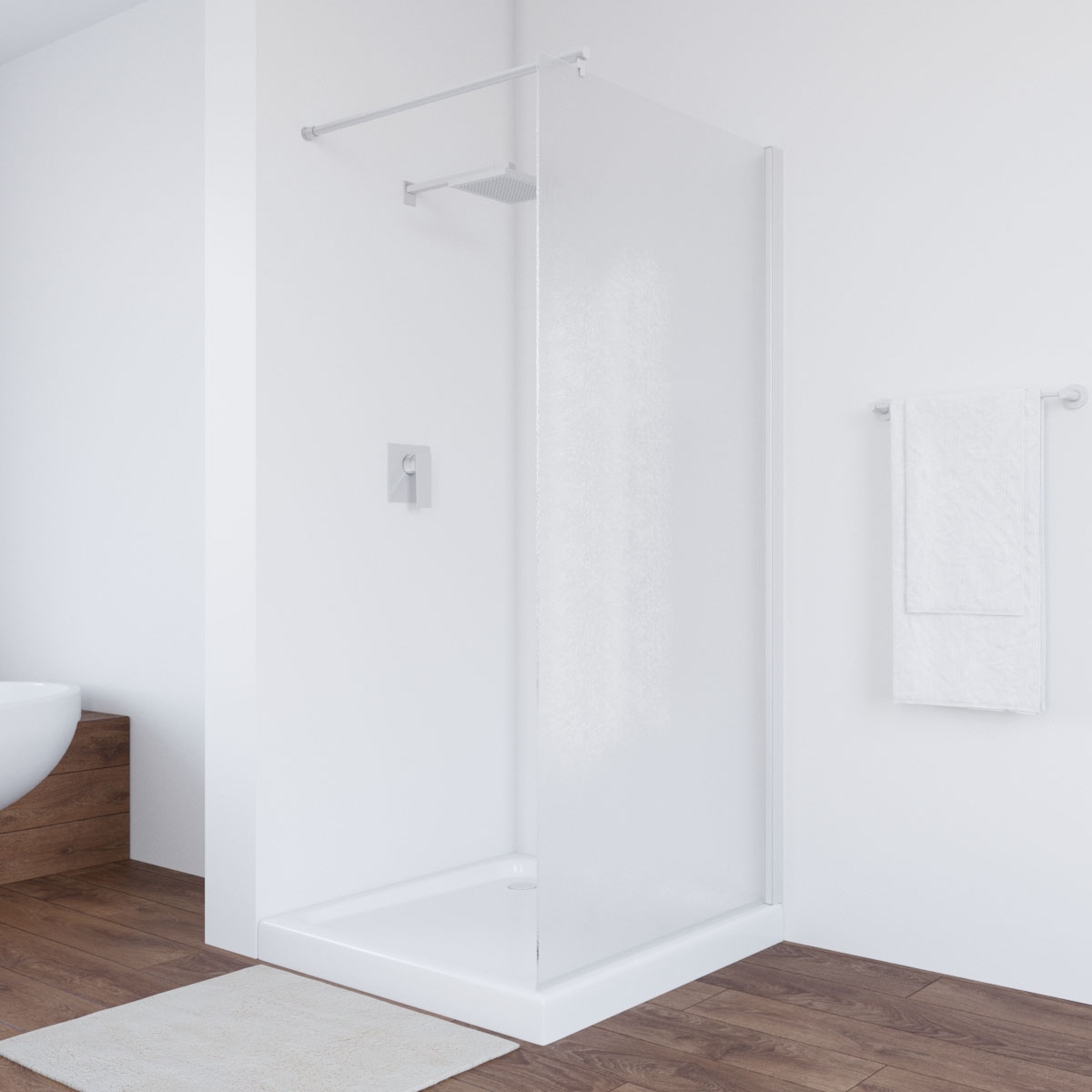 Душевая перегородка Vegas-Glass 96x200 EAF NOVO h2000 96 01 02 профиль белый стекло шиншилла 34463₽