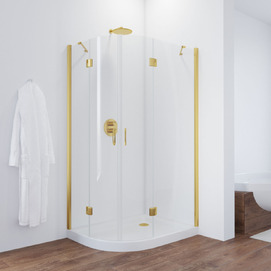 Душевой уголок Vegas-Glass 100x80 AFS-F 100*80 09 01 L профиль золото, стекло прозрачное