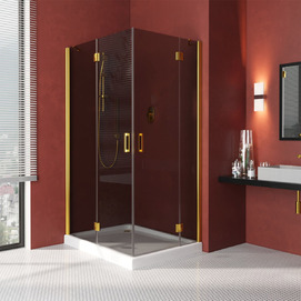 Душевой уголок Vegas-Glass Afa-F Lux 100x90 AFA-F LUX 100*90 09 07 профиль глянцевое золото, стекло графит