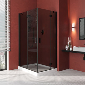 Душевой уголок Vegas-Glass Afa-F Lux 110x90 AFA-F LUX 110*90 02М 07 профиль черный, стекло графит