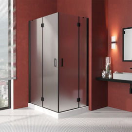 Душевой уголок Vegas-Glass Afa-F Lux 110x90 AFА-F LUX 110*90 02М 10 профиль черный, стекло сатин