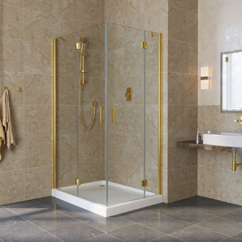 Душевой уголок Vegas-Glass Afa-F Lux 110x90 AFA-F LUX 110*90 09 01 профиль глянцевое золото, стекло прозрачное