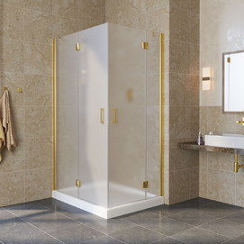 Душевой уголок Vegas-Glass Afa-F Lux 110x90 AFA-F LUX 110*90 09 10 профиль глянцевое золото, стекло сатин