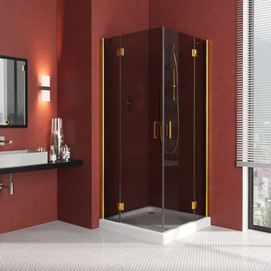 Душевой уголок Vegas-Glass Afa Lux 90x90 AFA LUX 90 09 07 профиль глянцевое золото, стекло графит