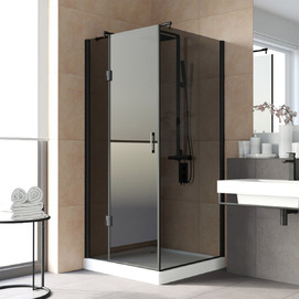 Душевой уголок Vegas-Glass Afp-Fis Lux 90x80 AFP-Fis LUX 90*80 02М 07 профиль черный, стекло графит