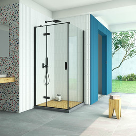 Душевой уголок Vegas-Glass Afp-Fis Retta 90x120 AFP-Fis Retta 90*120 02М 01 профиль черный, стекло прозрачное