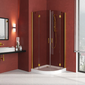 Душевой уголок Vegas-Glass Afs Lux 100x100 AFS LUX 100 09 05 профиль глянцевое золото, стекло бронза
