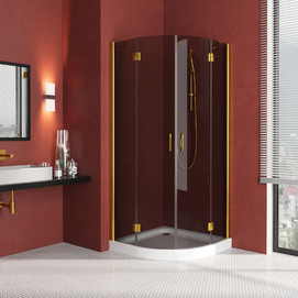 Душевой уголок Vegas-Glass Afs Lux 90x90 AFS LUX 90 09 07 профиль глянцевое золото, стекло графит