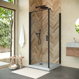 Душевой уголок Vegas-Glass EP-Fis Novo 90x100 EP-FIS NOVO 90*100 02М 01 стекло прозрачное, профиль черный, без поддона