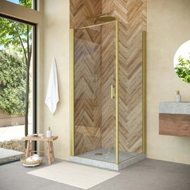Душевой уголок Vegas-Glass EP-Fis Novo 90x80 EP-FIS NOVO 90*80 03 01 стекло прозрачное, профиль матовое золото, без поддона