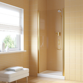Душевая дверь в нишу Vegas-Glass EP Lux 90x199 EP LUX 90 09 01 стекло прозрачное, профиль глянцевое золото