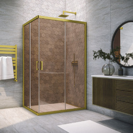 Душевой уголок Vegas-Glass ZA-F NOVO 80x70 ZA-F NOVO 80*70 03 05 профиль матовое золото, стекло бронза
