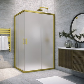 Душевой уголок Vegas-Glass ZA-F NOVO 80x70 ZA-F NOVO 80*70 03 10 профиль матовое золото, стекло сатин