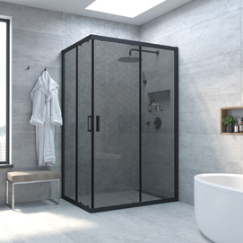 Душевой уголок Vegas-Glass ZA-F NOVO 85x70 ZA-F NOVO 85*70 02М 07 профиль черный, стекло графит