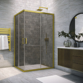 Душевой уголок Vegas-Glass ZA-F NOVO 85x70 ZA-F NOVO 85*70 03 07 профиль матовое золото, стекло графит
