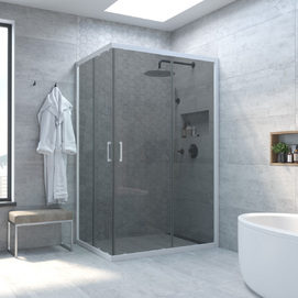 Душевой уголок Vegas-Glass ZA-F NOVO 90x85 ZA-F NOVO 90*85 01 07 профиль белый, стекло графит