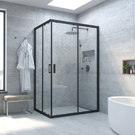 Душевой уголок Vegas-Glass ZA-F NOVO h2000 95x90 ZA-F NOVO h2000 95*90 02М 01 профиль черный, стекло прозрачное