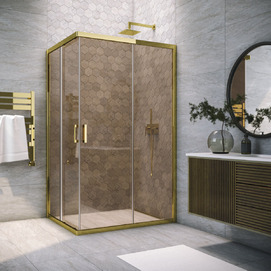 Душевой уголок Vegas-Glass ZA-F TUR NOVO h1900 90x70 ZA-F TUR NOVO h1900 90*70 09 05 профиль золото глянцевое, стекло бронза