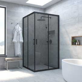 Душевой уголок Vegas-Glass ZA NOVO 110x110 ZA NOVO 110 02М 07 профиль черный, стекло графит
