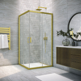 Душевой уголок Vegas-Glass ZA NOVO h200 120x120 ZA NOVO h2000 120 03 01 профиль матовое золото, стекло прозрачное