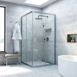 Душевой уголок Vegas-Glass ZA NOVO h200 120x120 ZA NOVO h2000 120 07 01 профиль матовый хром, стекло прозрачное