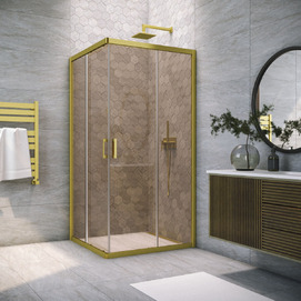 Душевой уголок Vegas-Glass ZA NOVO h200 85x85 ZA NOVO h2000 85 03 10 профиль матовое золото, стекло бронза