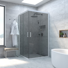 Душевой уголок Vegas-Glass ZA NOVO h200 90x90 ZA NOVO h2000 90 01 07 профиль белый, стекло графит