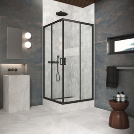 Душевой уголок Vegas-Glass ZA Protec 100x100 ZA Protec h1900 100 02М crystalvision профиль черный матовый, стекло crystalvision