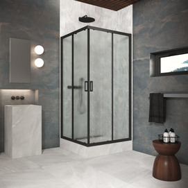 Душевой уголок Vegas-Glass ZA Protec 80x80 ZA Protec h1900 80 02М 02 профиль черный матовый, стекло шиншилла