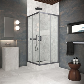 Душевой уголок Vegas-Glass ZA Protec 85x85 ZA Protec 85 06 01 профиль GunMetal, стекло прозрачное