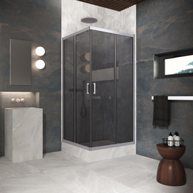 Душевой уголок Vegas-Glass ZA Protec 85x85 ZA Protec h1900 85 07 07 профиль матовый хром, стекло графит