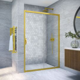 Душевая дверь в нишу Vegas-Glass ZP Novo 120x190 ZP NOVO 120 03 01 стекло прозрачное, профиль матовое золото