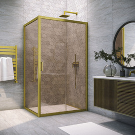 Душевой уголок Vegas-Glass ZP+ZPV TUR+NOVO 100x75 ZP+ZPV NOVO h2000 100*75 03 05 профиль золото матовое, стекло бронза