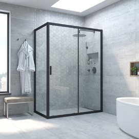 Душевой уголок Vegas-Glass ZP+ZPV TUR+NOVO 100x80 ZP+ZPV NOVO h2000 100*80 02М 01 профиль черный матовый, стекло прозрачное