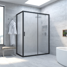 Душевой уголок Vegas-Glass ZP+ZPV TUR+NOVO 100x85 ZP+ZPV NOVO h2000 100*85 02М 10 профиль черный матовый, стекло сатин