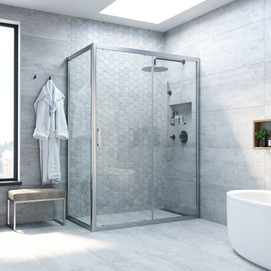 Душевой уголок Vegas-Glass ZP+ZPV TUR+NOVO 100x85 ZP+ZPV NOVO h2000 100*85 07 01 профиль матовый хром, стекло прозрачное