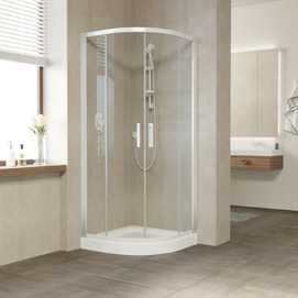 Душевой уголок Vegas-Glass 80x80 ZS NOVO 80 01 01 профиль белый, стекло прозрачное