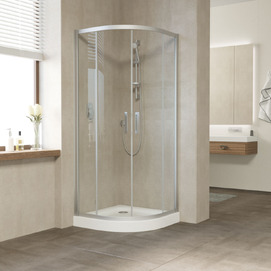 Душевой уголок Vegas-Glass 80x80 ZS NOVO 80 07 01 профиль матовый хром, стекло прозрачное